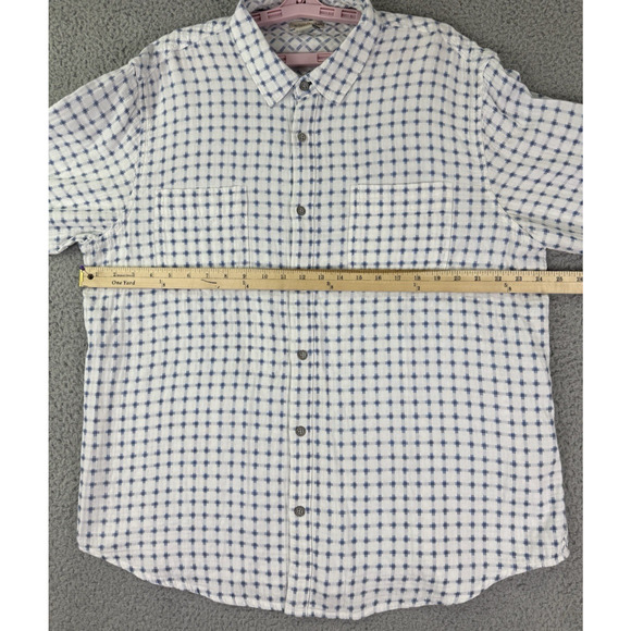 Carbon2Cobalt Mens XL Cotton Grid Shirt White Blue - Picture 11 of 15